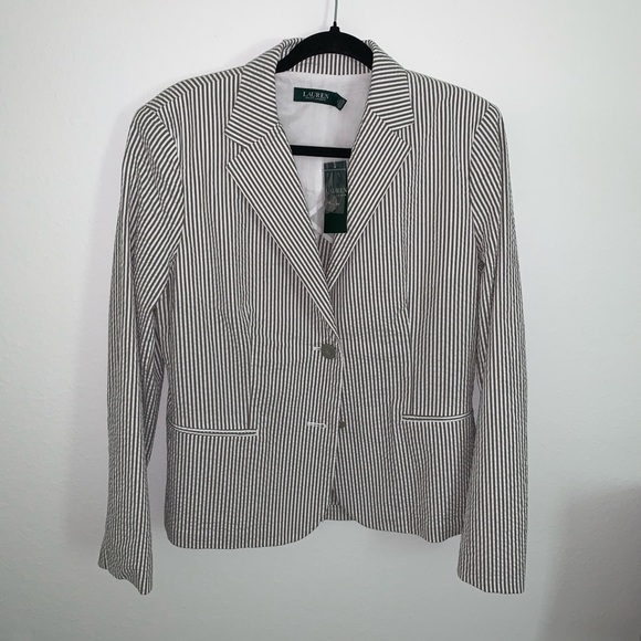 Lauren Ralph Lauren Jackets & Blazers - Lauren ralph lauren seersucker sage green and white striped size 12